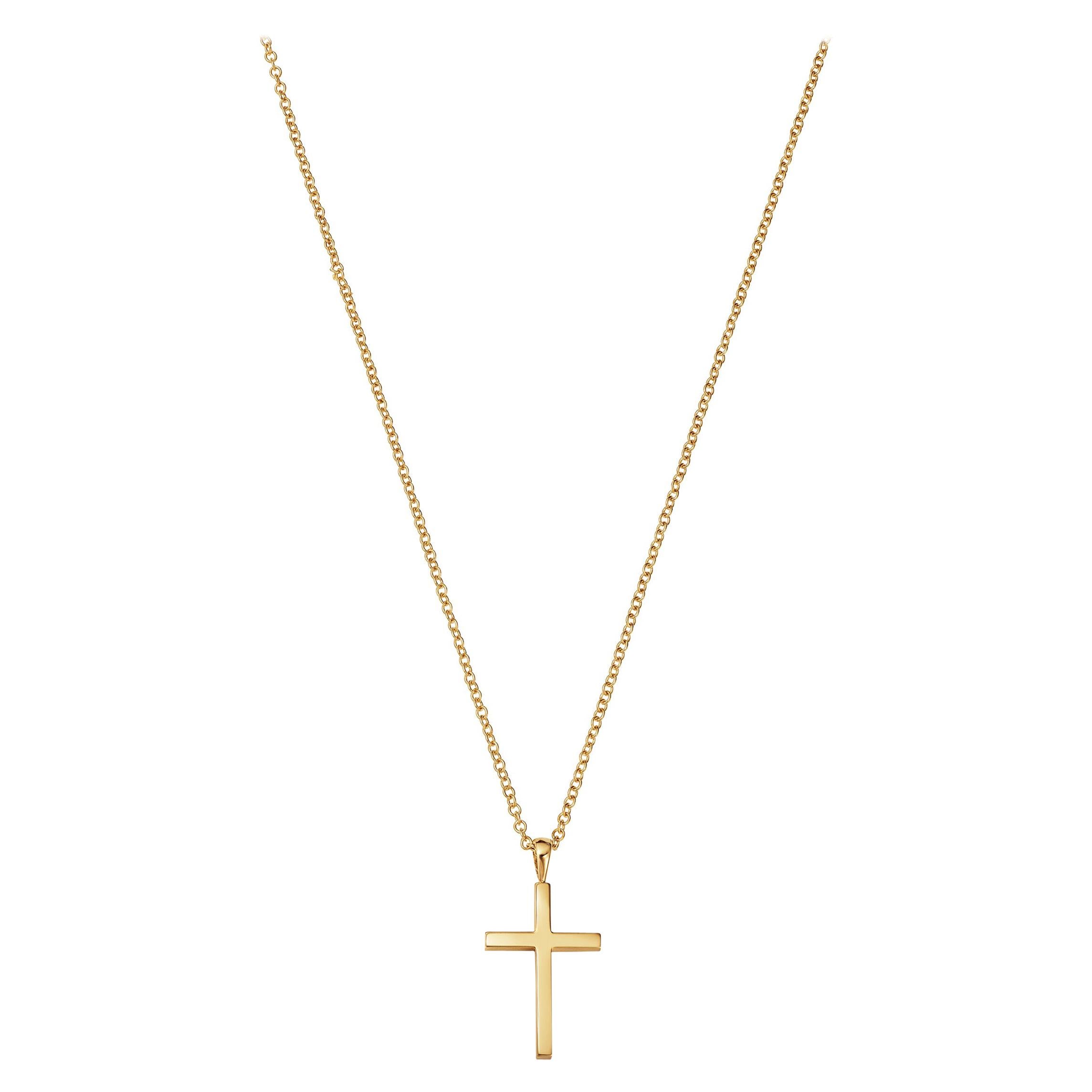 18kt Fairmined Ecological Yellow Gold Modern Cross Necklace For Sale