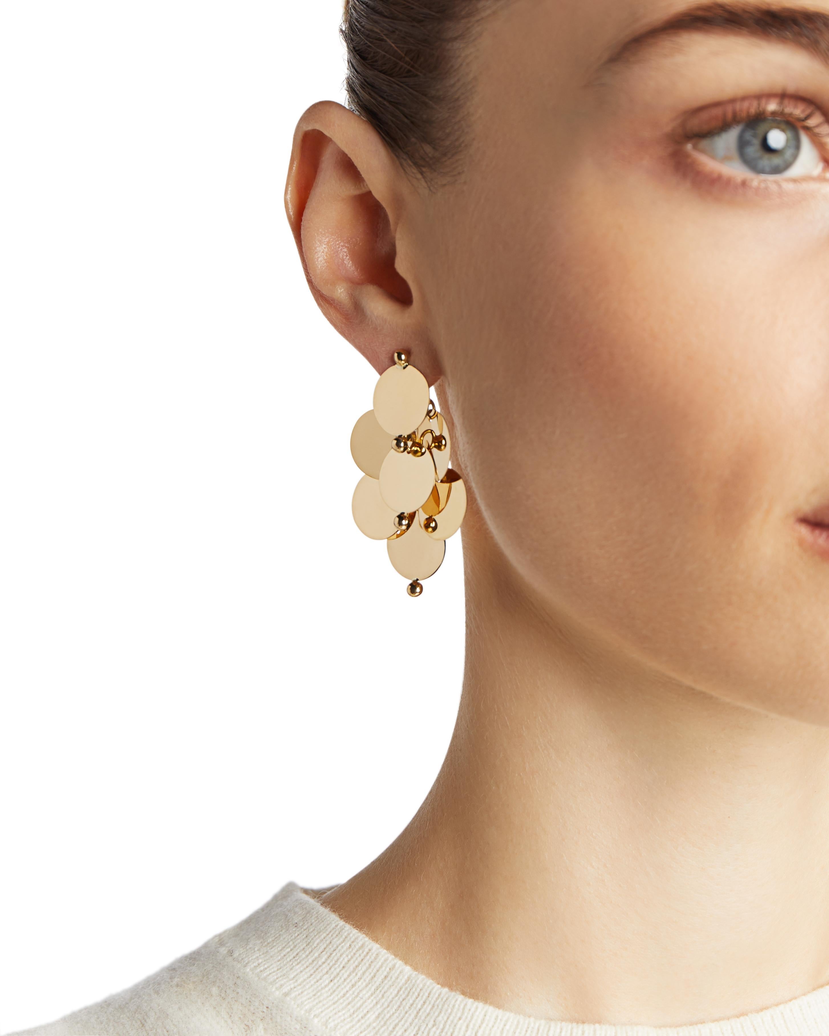 Modern 18kt Fairmined Ecological Yellow Gold William Spratling Dancing Disc Earrings For Sale