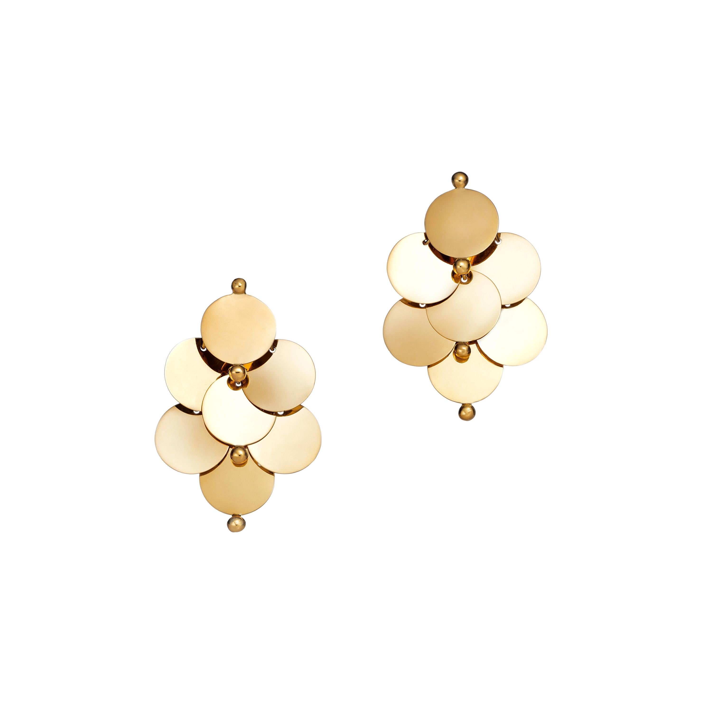 18kt Fairmined Ecological Yellow Gold William Spratling Dancing Disc Earrings For Sale