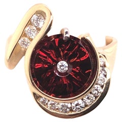 18kt Fantasy Cut Garnet and Diamond Ring