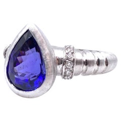 Anello 18KT Florentine con incisione 4,03 CT di tanzanite e diamanti