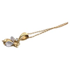 18KT Florentine Engraved Bumble Bee Necklace