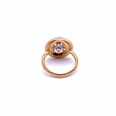 18KT Florentine Engraved Button Diamond Ring