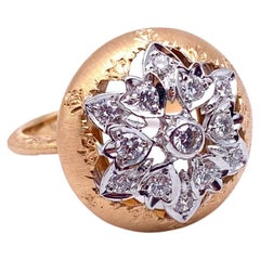 18KT Florentine Engraved Button Diamond Ring