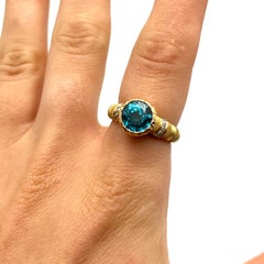 18KT Florentine Engraved Cambodian Zircon Ring