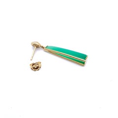 18KT Florentine Engraved Chrysoprase and Diamond Earrings