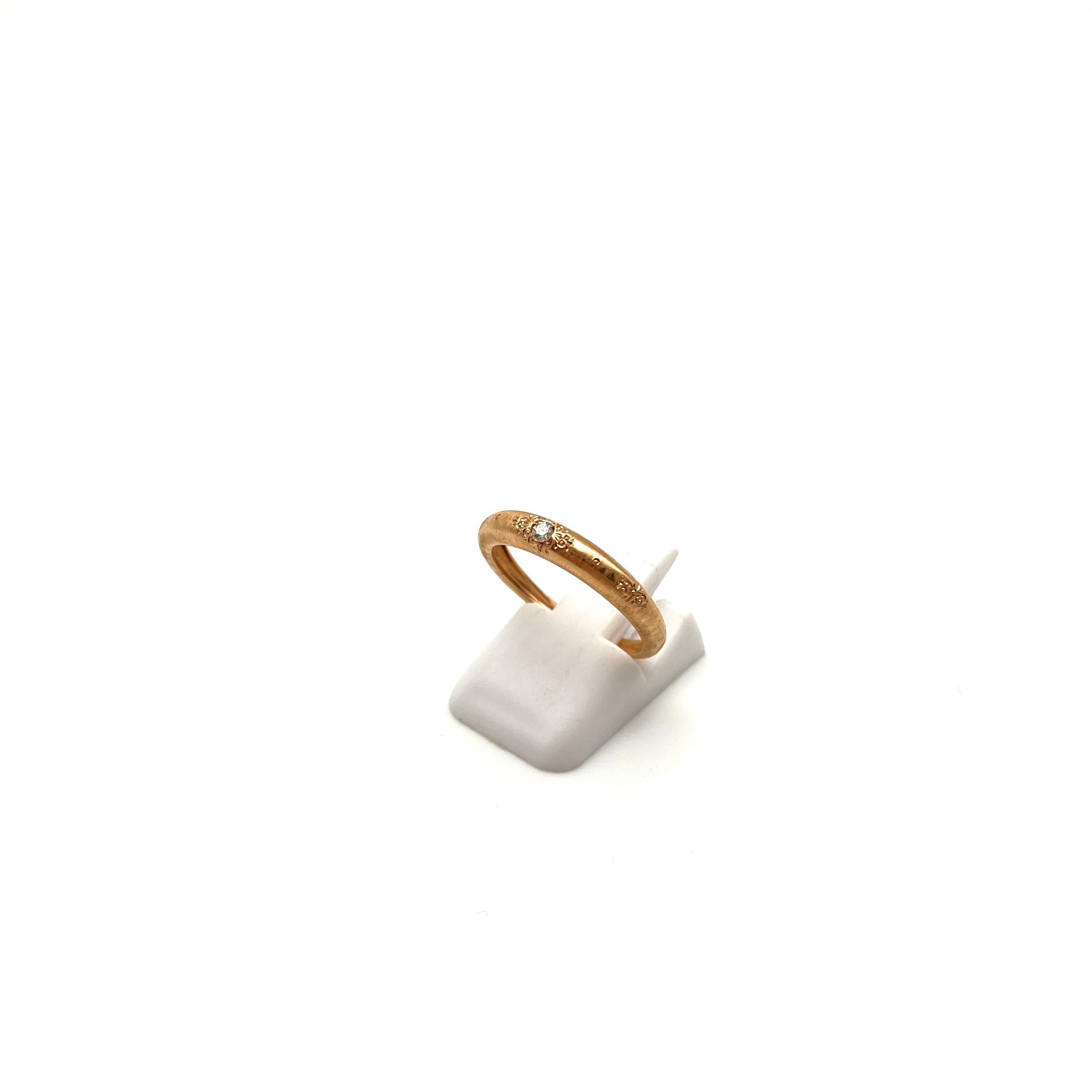 Romantic 18KT Florentine Engraved Diamond Band