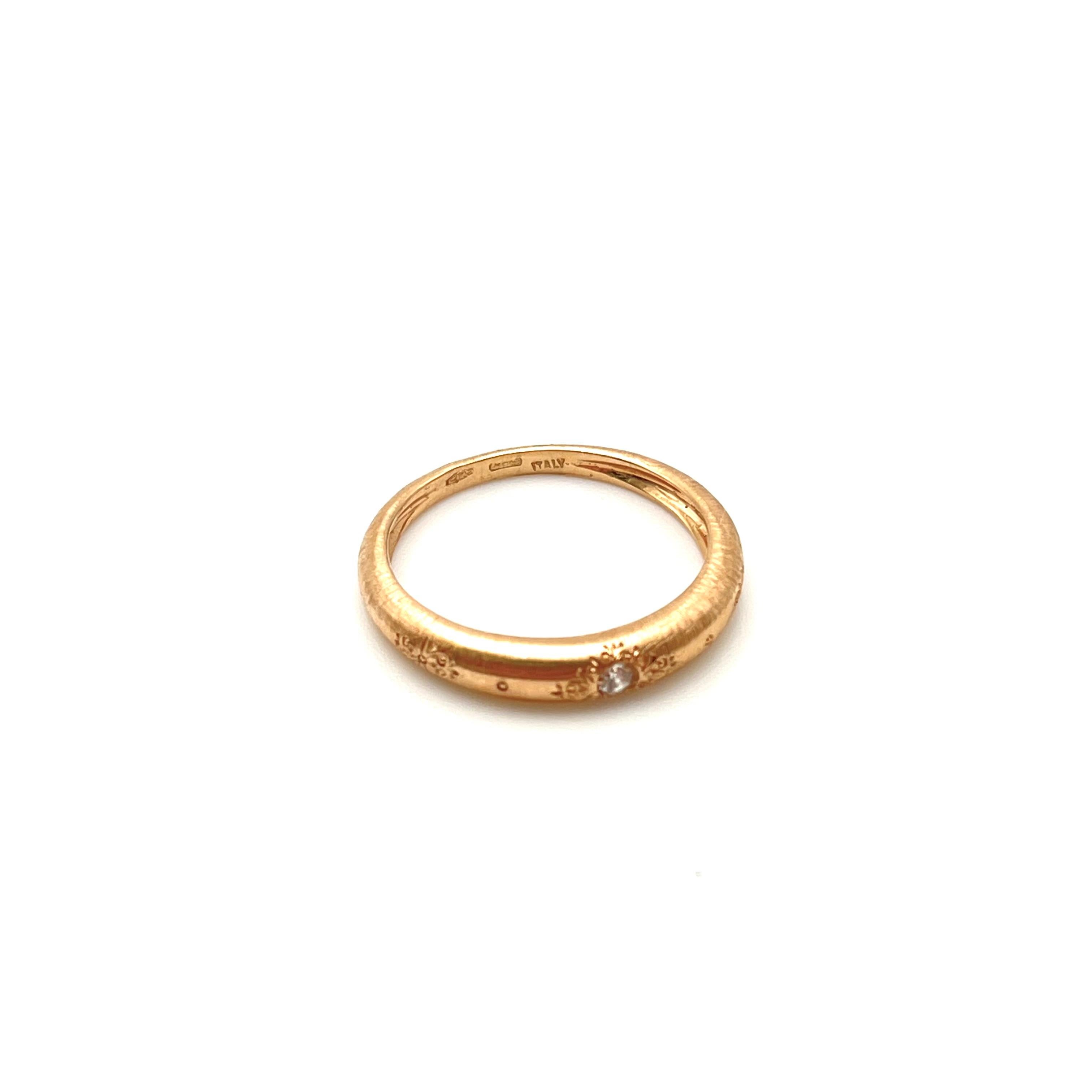 18KT Florentine Engraved Diamond Band In Excellent Condition In Lynchburg, VA