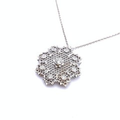 18KT Florentine Engraved Diamond Lattice Pendant with Chain