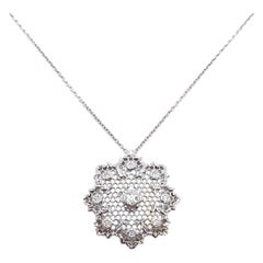 18KT Florentine Engraved Diamond Lattice Pendant with Chain