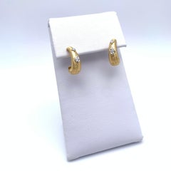 18KT Florentine Engraved Diamond Semi Hoops