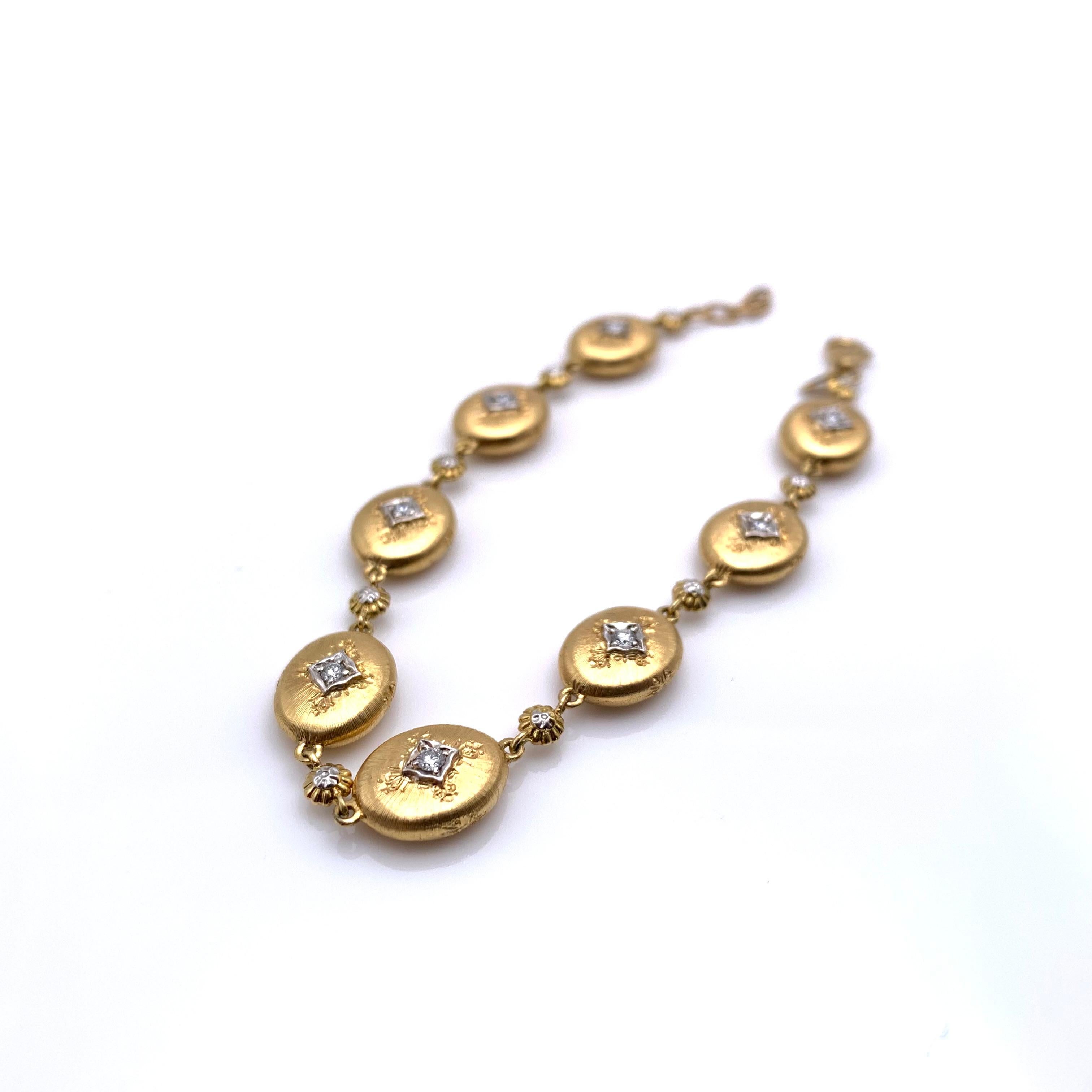 Bracelet Station à diamants gravés 18KT Florentine Neuf - En vente à Lynchburg, VA