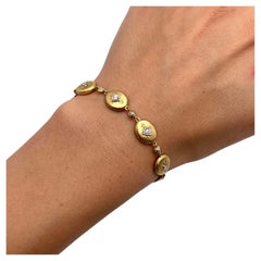 18KT Florentine Engraved Diamond Station Bracelet