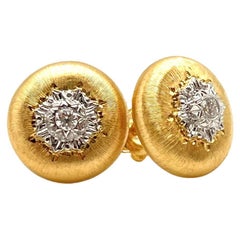18KT Florentine gravierte Diamant-Ohrstecker mit Gravur