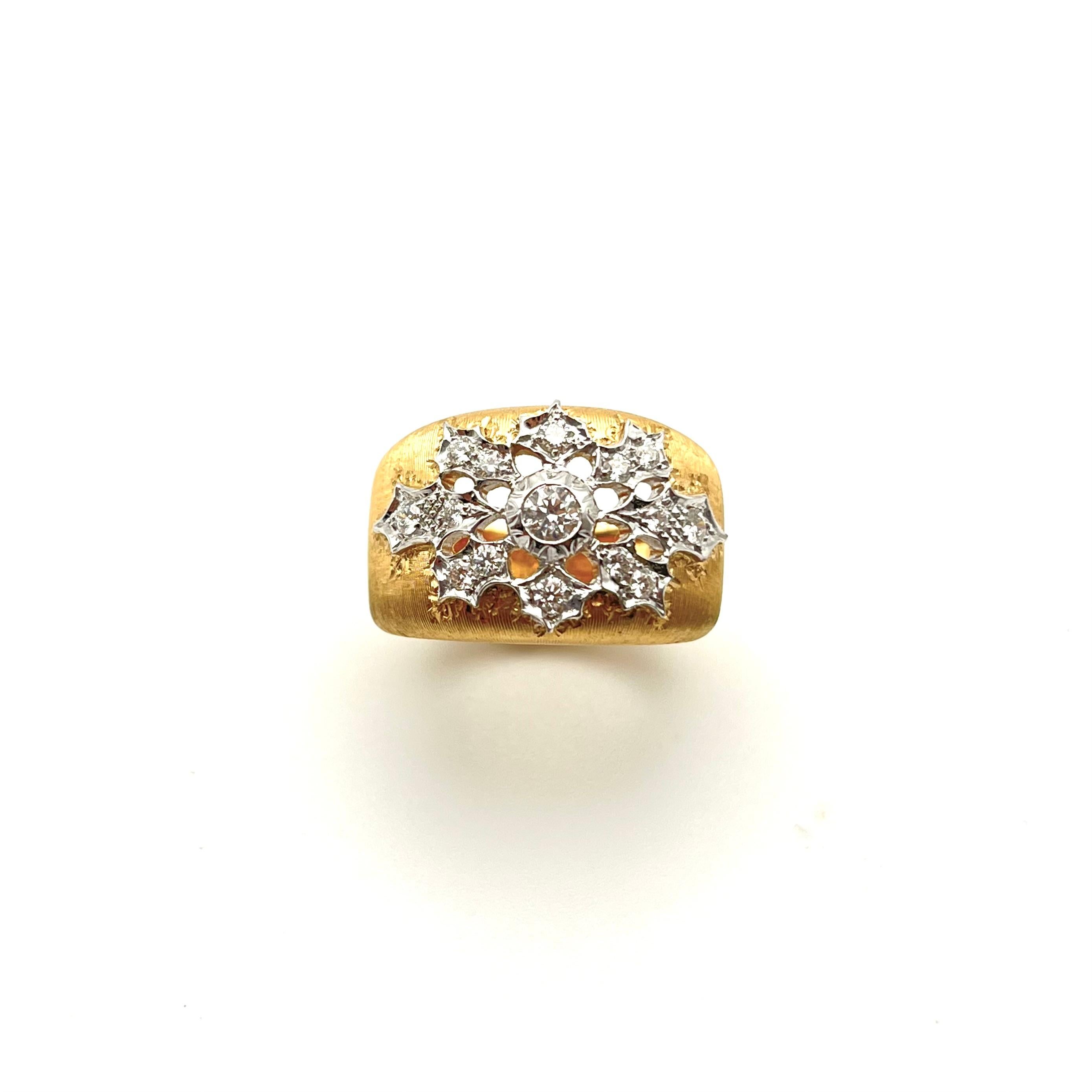 18KT Florentine Engraved Half-Carat Diamond Band For Sale 4
