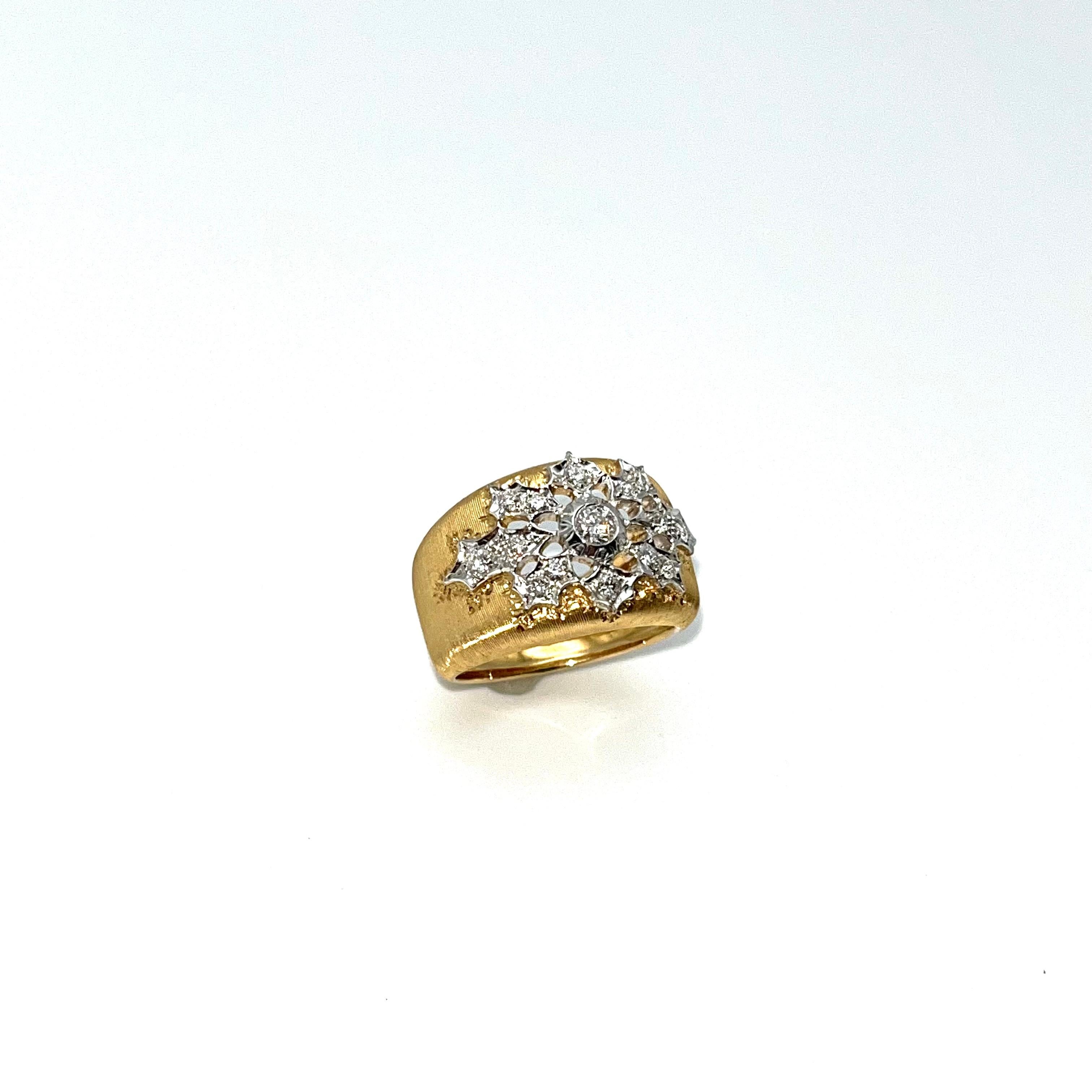 18KT Florentine Engraved Half-Carat Diamond Band For Sale 2