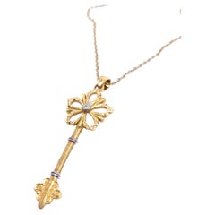 Ciondolo con chiave incisa Florentine 18KT con catena