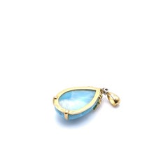 18KT Florentine Engraved Larimar Pendant