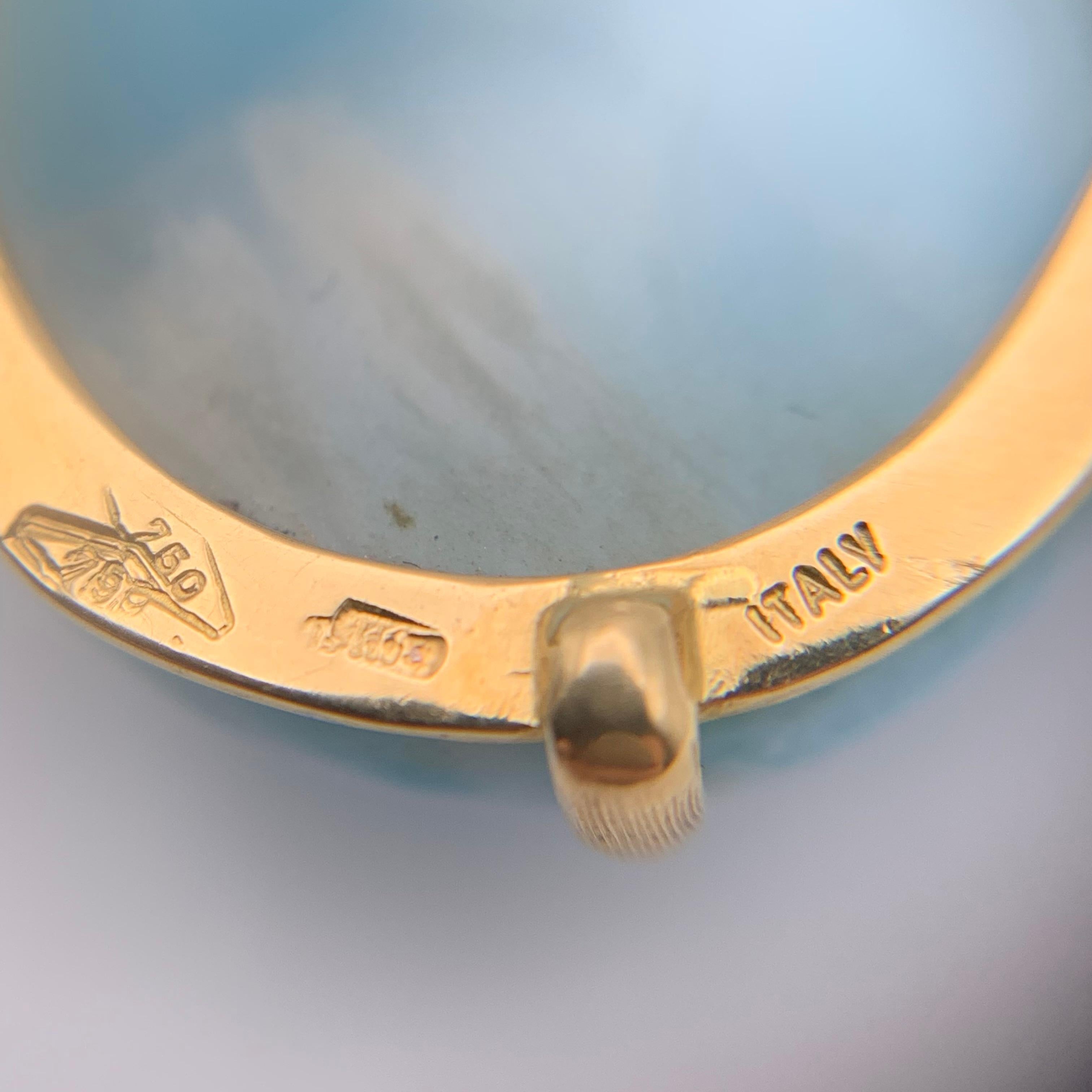 Art nouveau Pendentif en Larimar gravé 18KT Florentine en vente