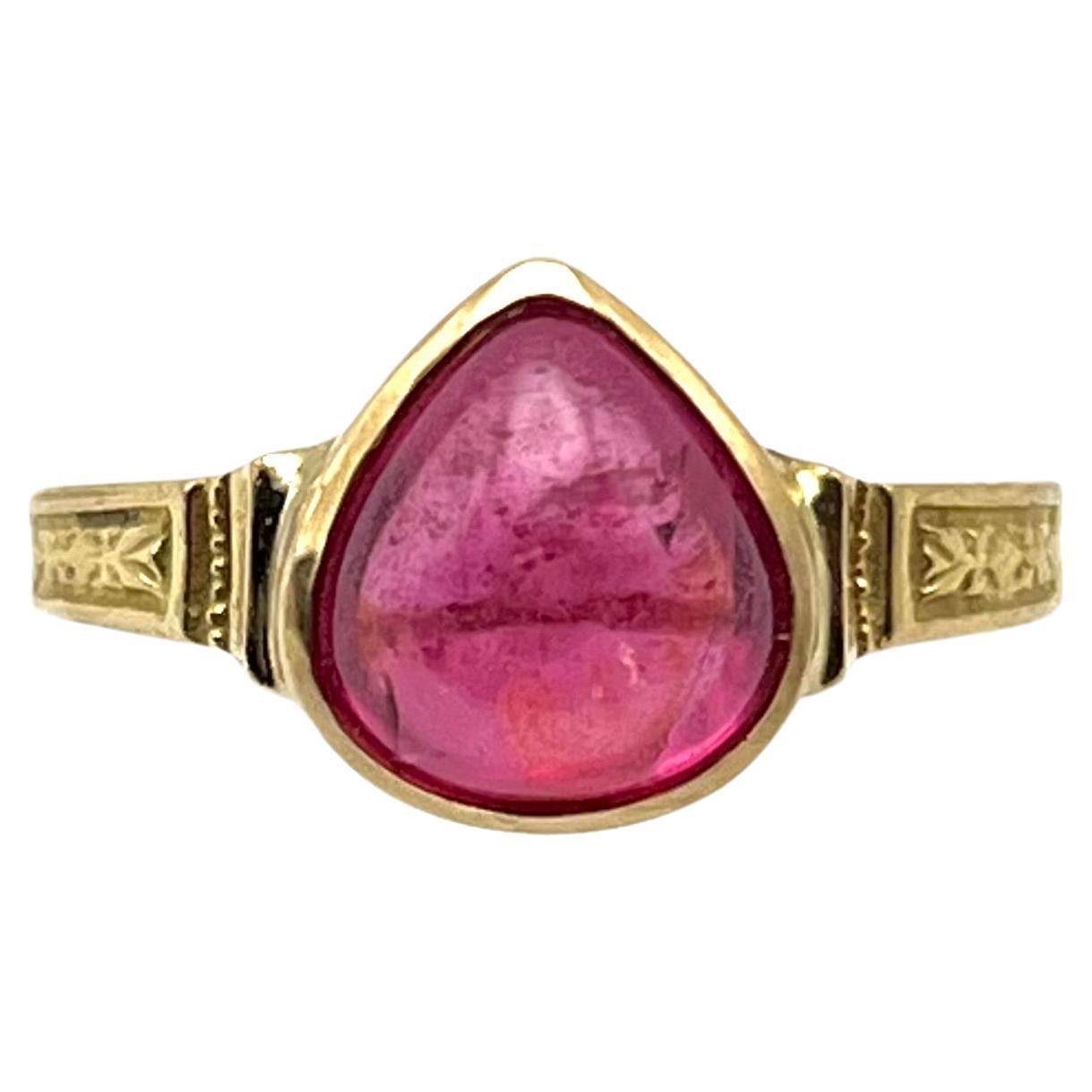 18KT Florentine Engraved Pink Spinel Ring
