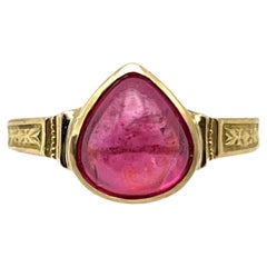 18KT Florentine Gravierte Rosa Spinell Ring