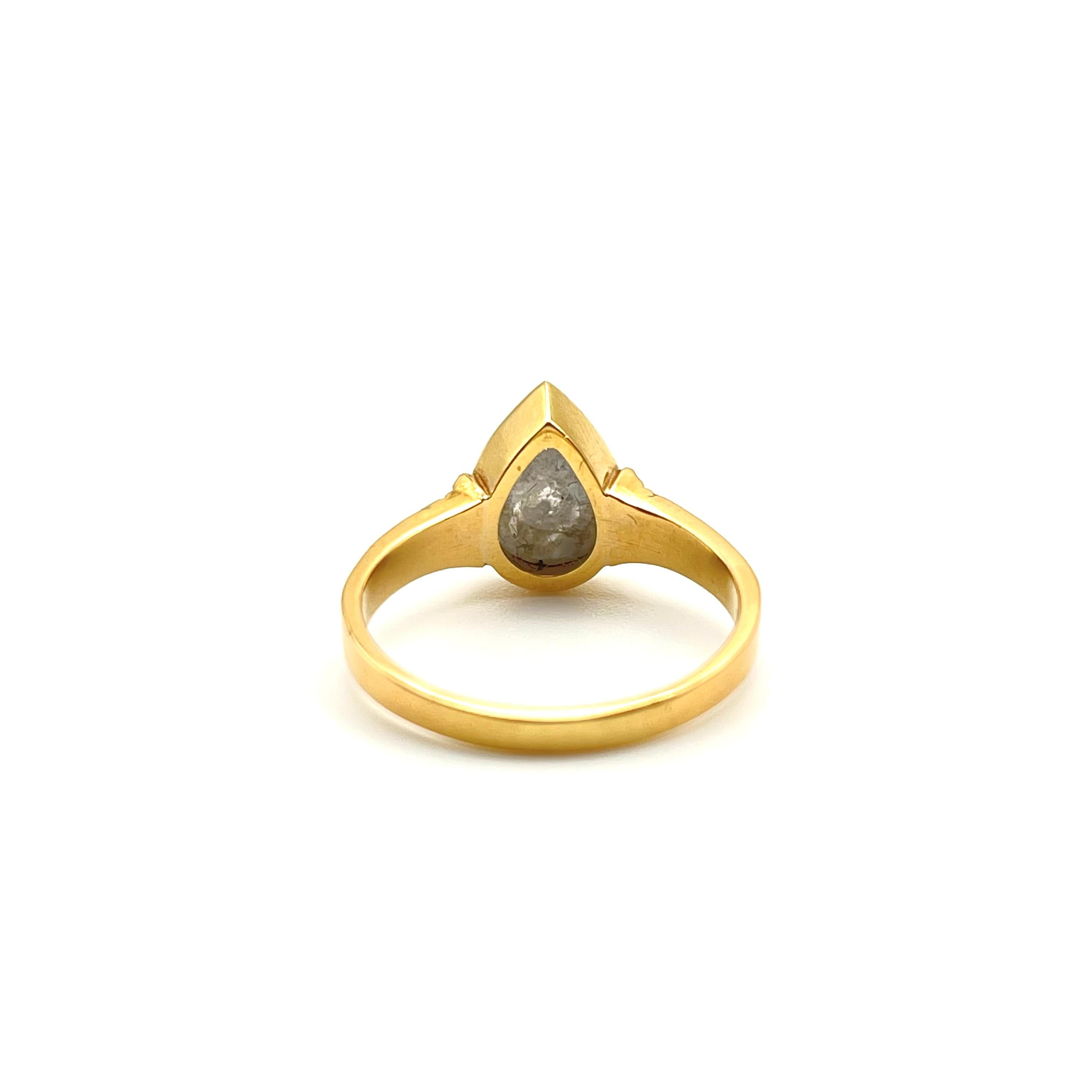 18KT Lünette Set Salz & Pfeffer Diamant Ring (Revival) im Angebot