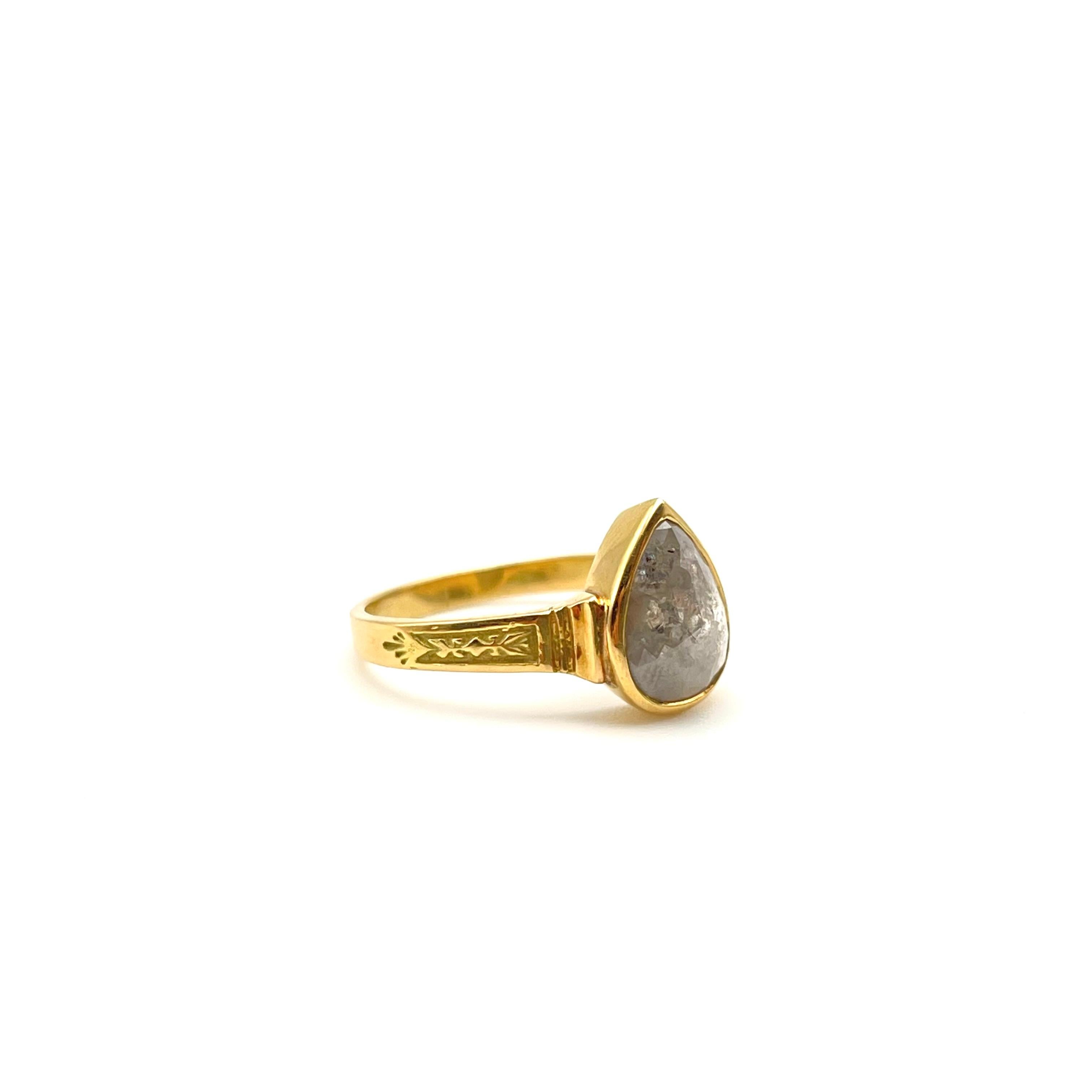 18KT Lünette Set Salz & Pfeffer Diamant Ring im Angebot 1