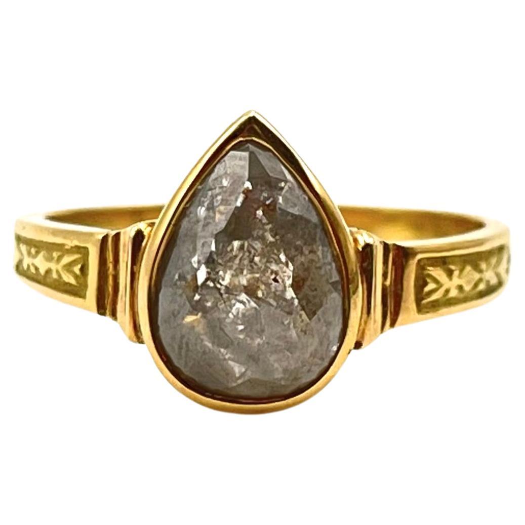 18KT Bezel Set Salt & Pepper Diamond Ring