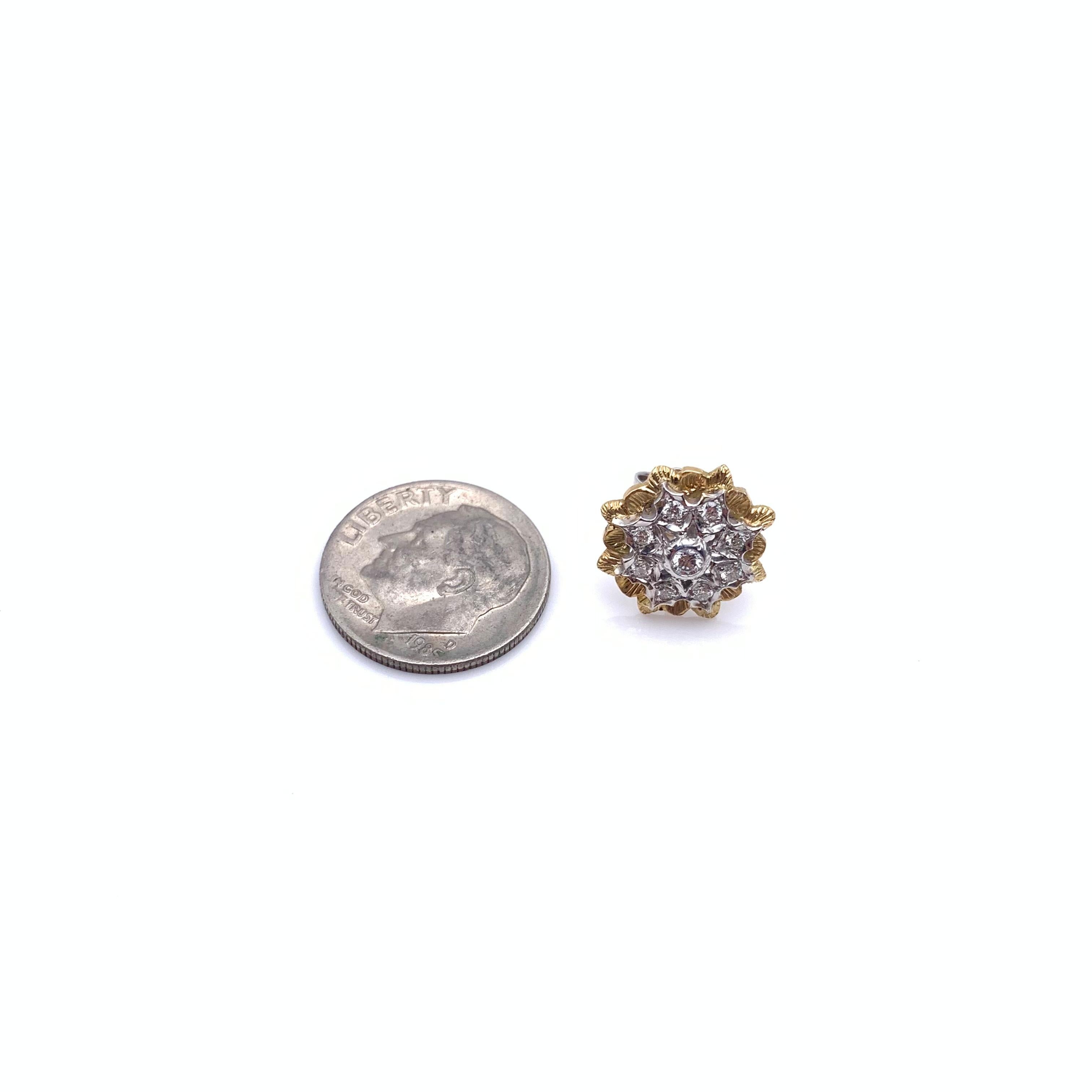 Donna Borchie con diamanti a due tonalità incise a Florentine 18KT in vendita