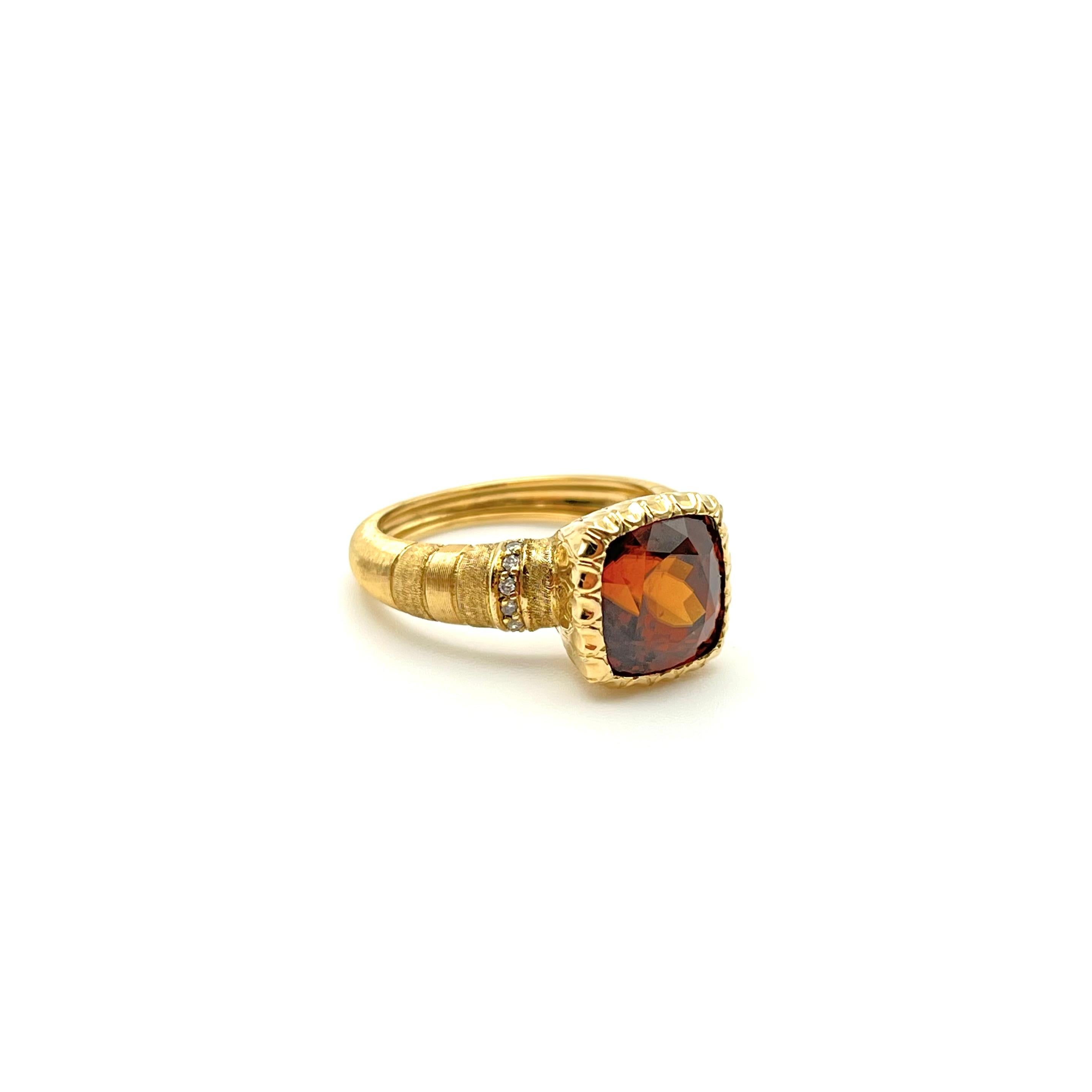 18KT Florentine Graviert Tansanischer Zirkon und Diamant Ring Damen im Angebot