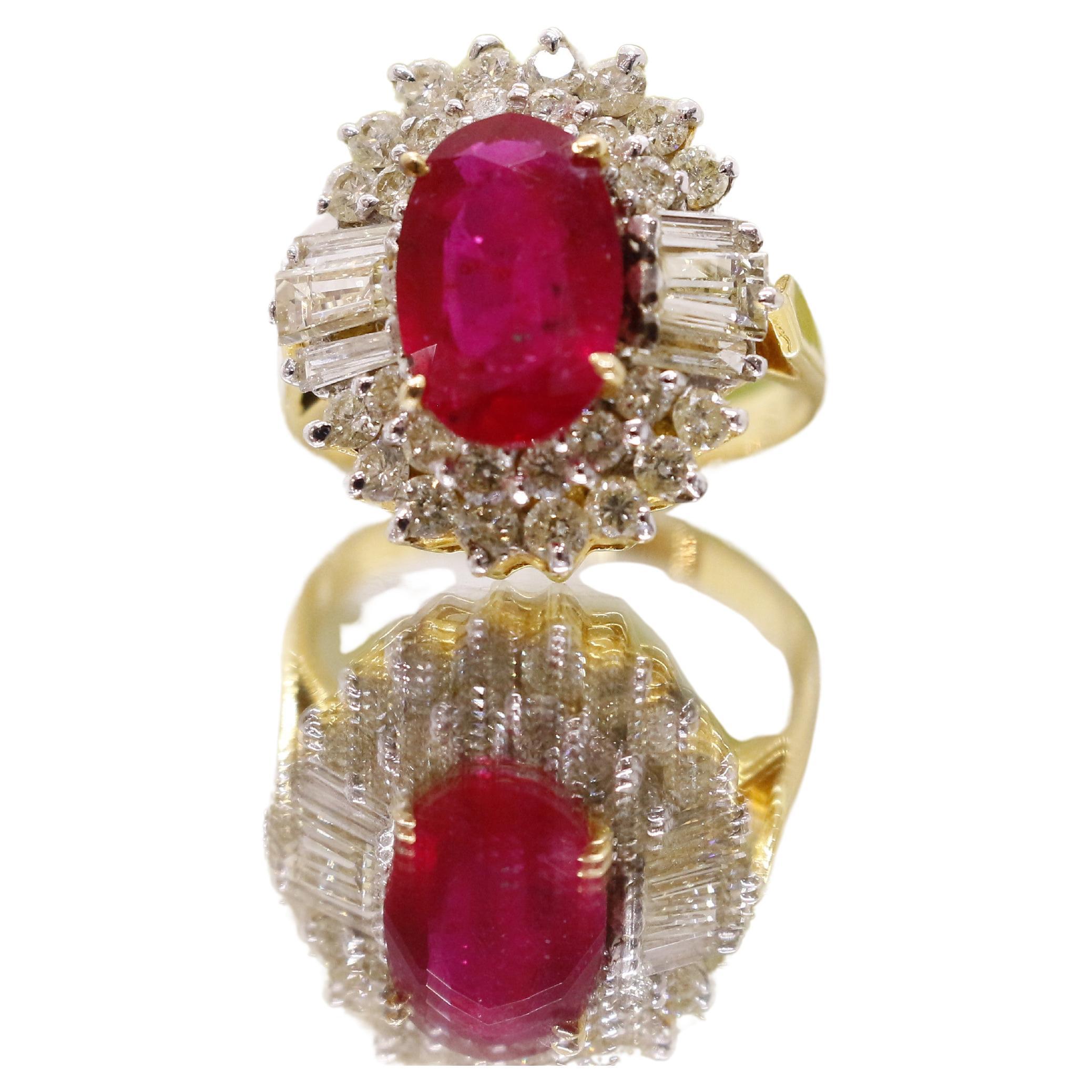 Bague en or 18Kt 3 ct rubis