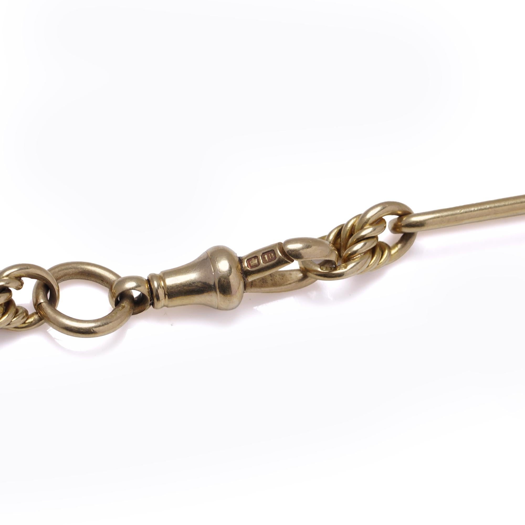 18kt Gold Albert Chain trombone paperclip  Necklace For Sale 2