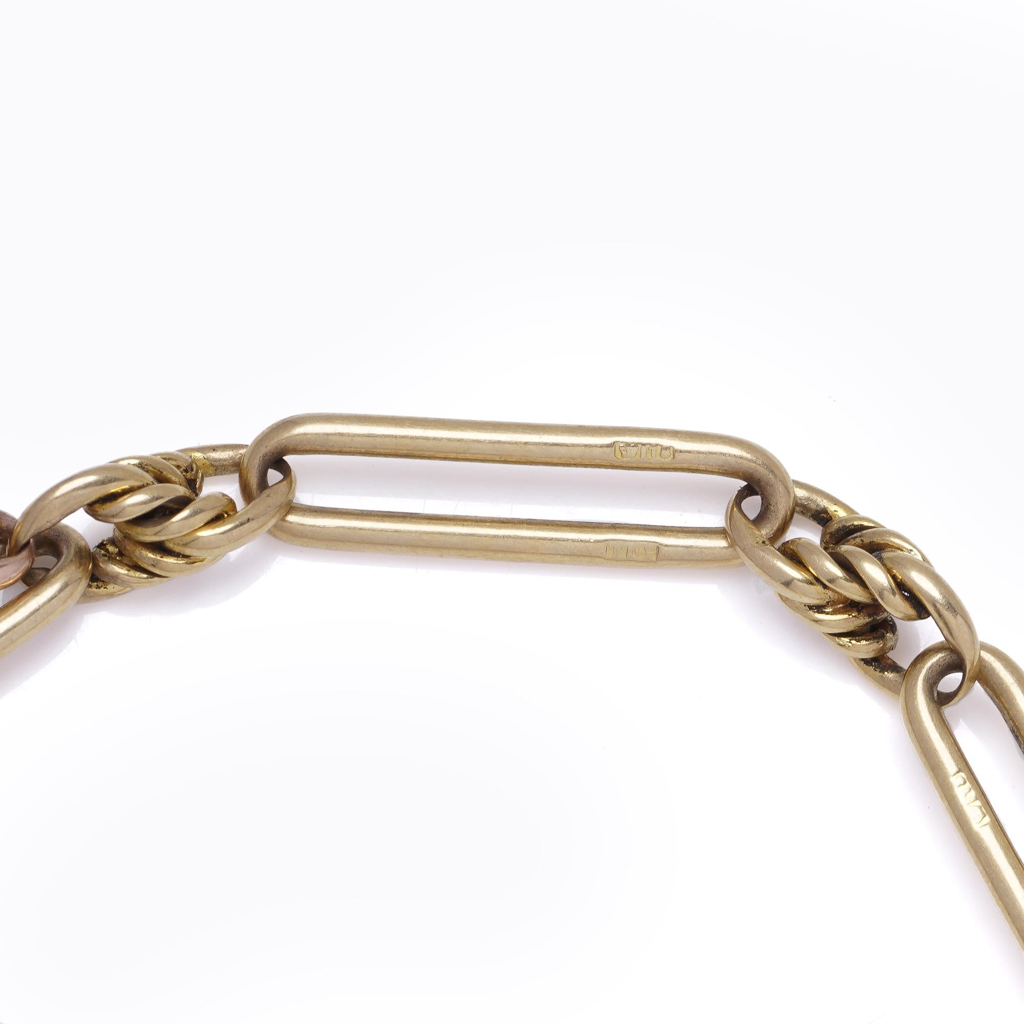 18kt Gold Albert Chain trombone paperclip  Necklace For Sale 3