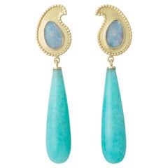 18kt Gold Amazonite and Opal Drop Earrings
