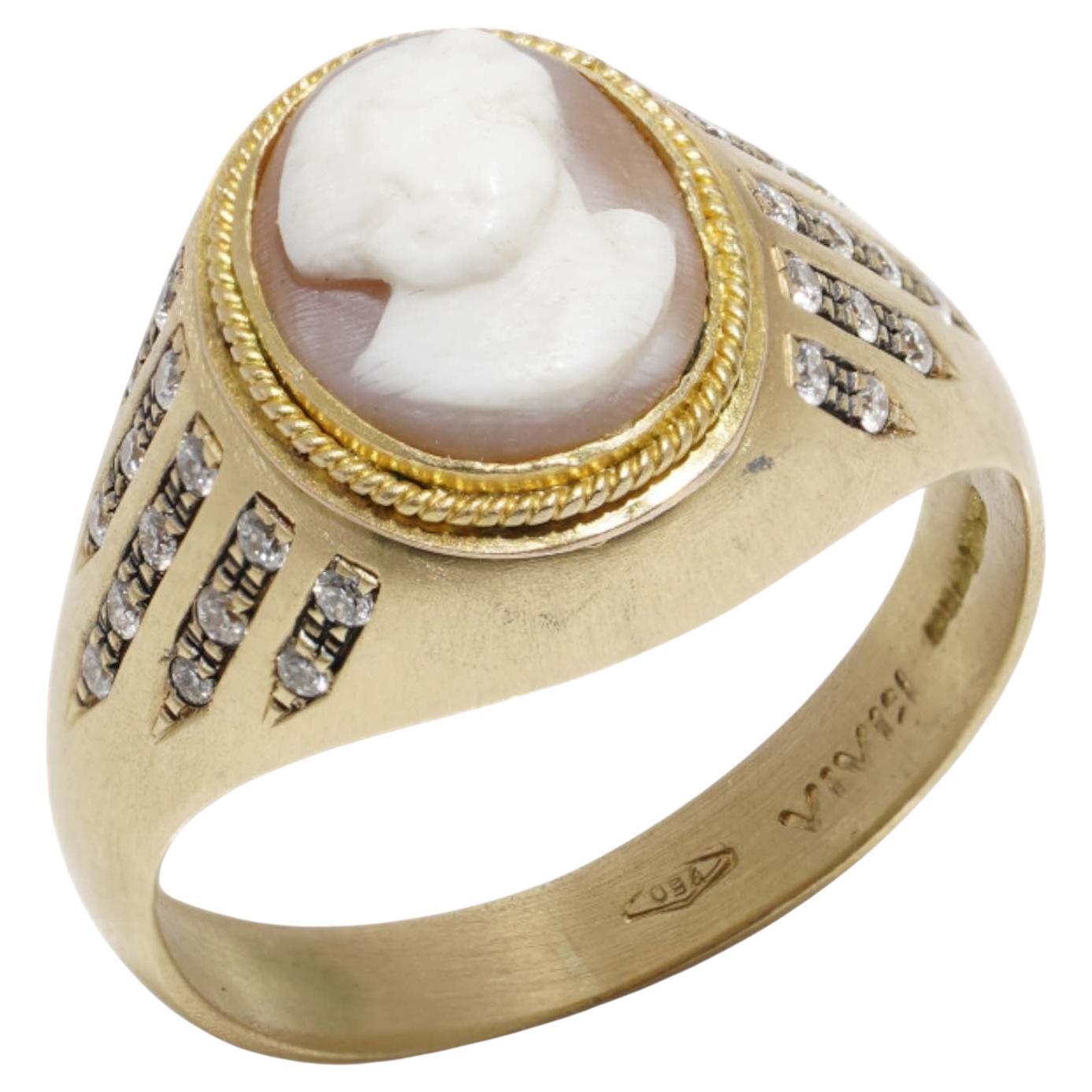 18kt Gold and Carved Cameo Ring