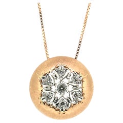 Florentine gravierte Halskette aus 18 Karat Gold und Diamanten, handgefertigt in Italien