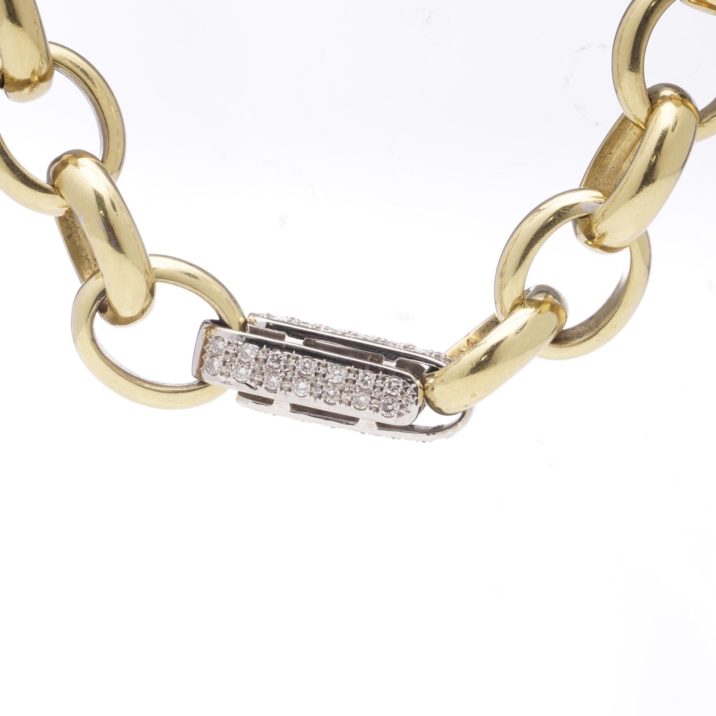 Brilliant Cut 18kt Gold and Diamond Link Chain Necklace For Sale