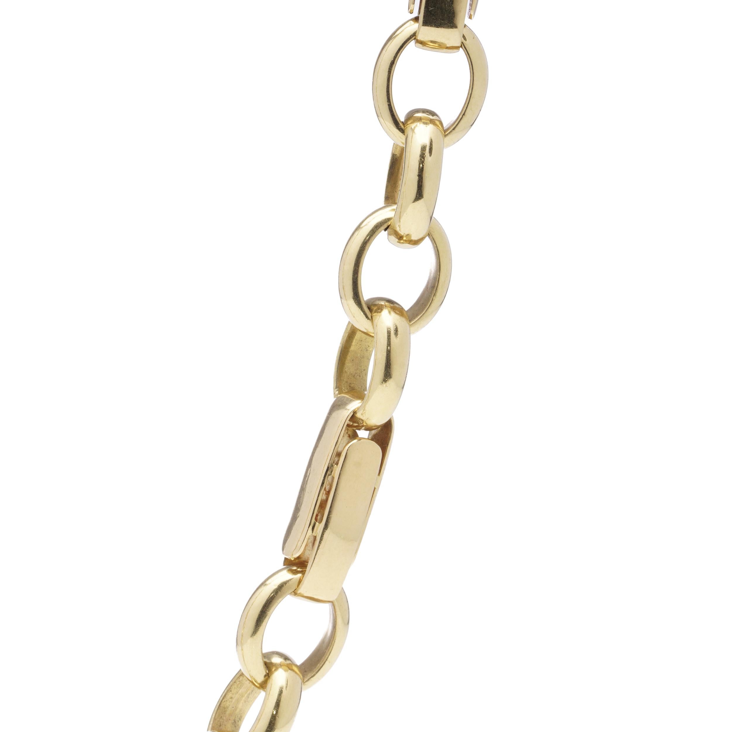 Brilliant Cut 18kt Gold and Diamond Link Chain Necklace For Sale