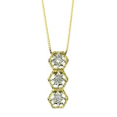 18kt Gold and Diamond Necklace, Hand Engraved and Handmade in Italy