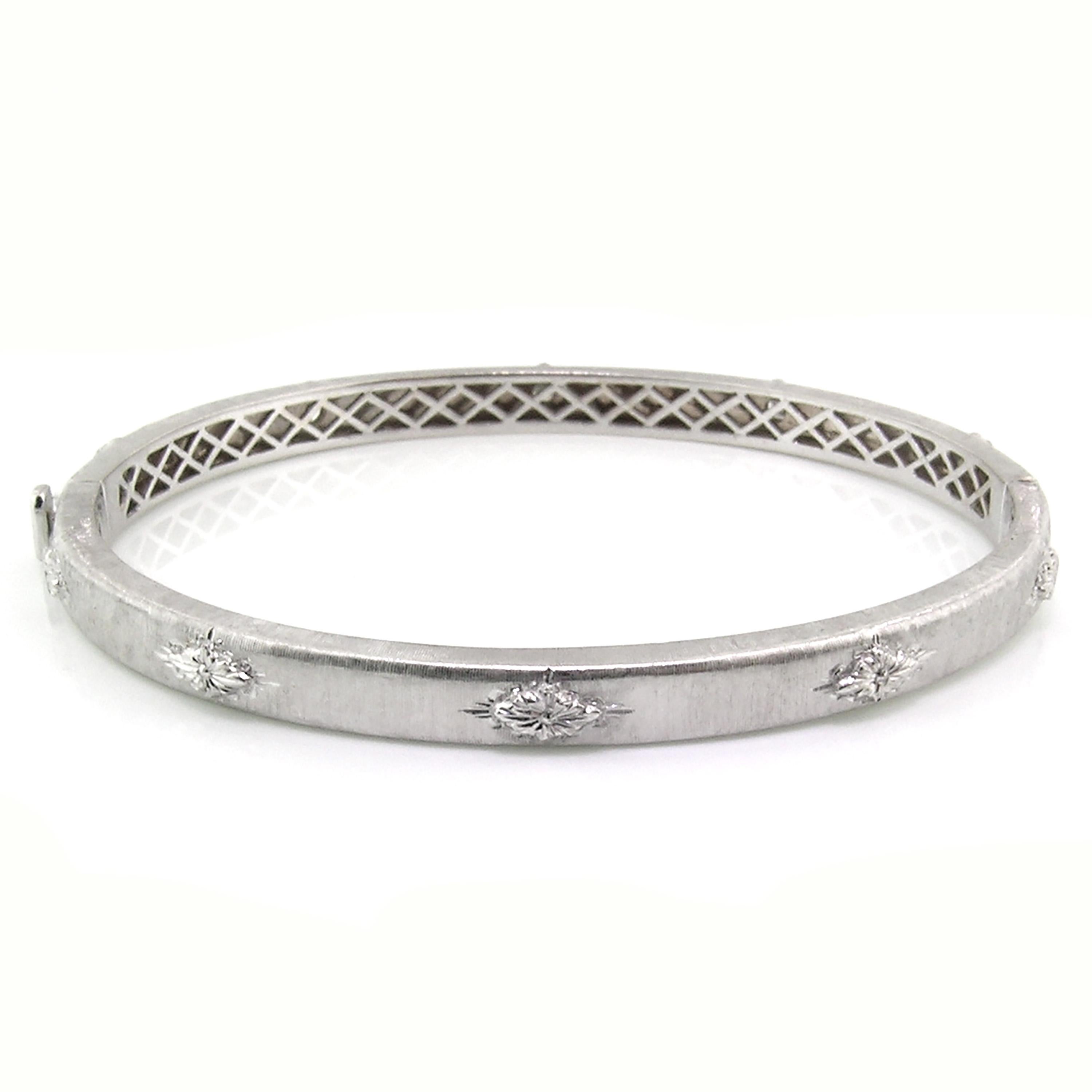 Round Cut 0.35ct Diamond and 18kt Custom Bangle Handmade in Florence, Italy