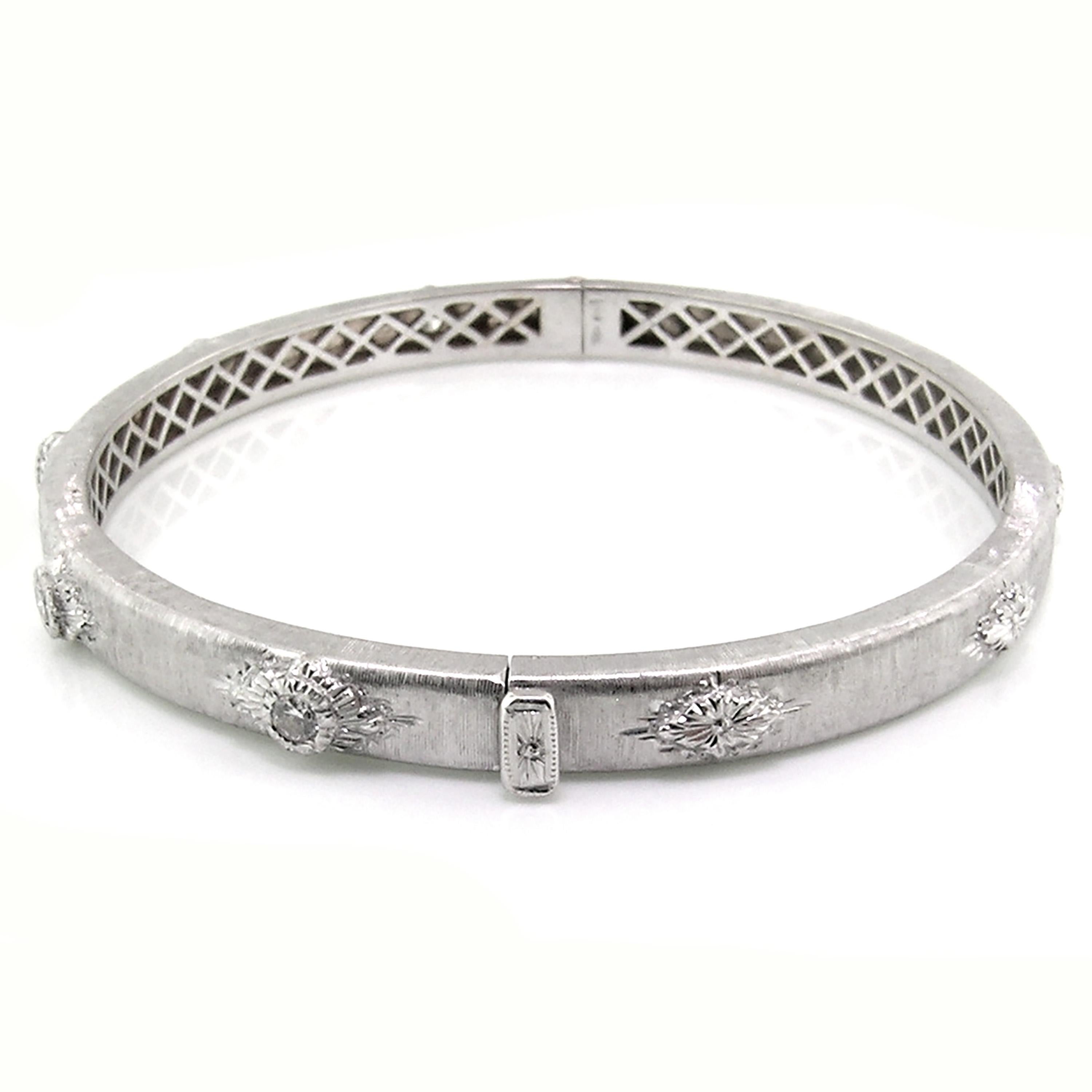 0.35ct Diamond and 18kt Custom Bangle Handmade in Florence, Italy In New Condition In Logan, UT