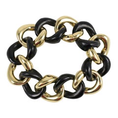 18kt Gold and Ebony Wood Link Bracelet