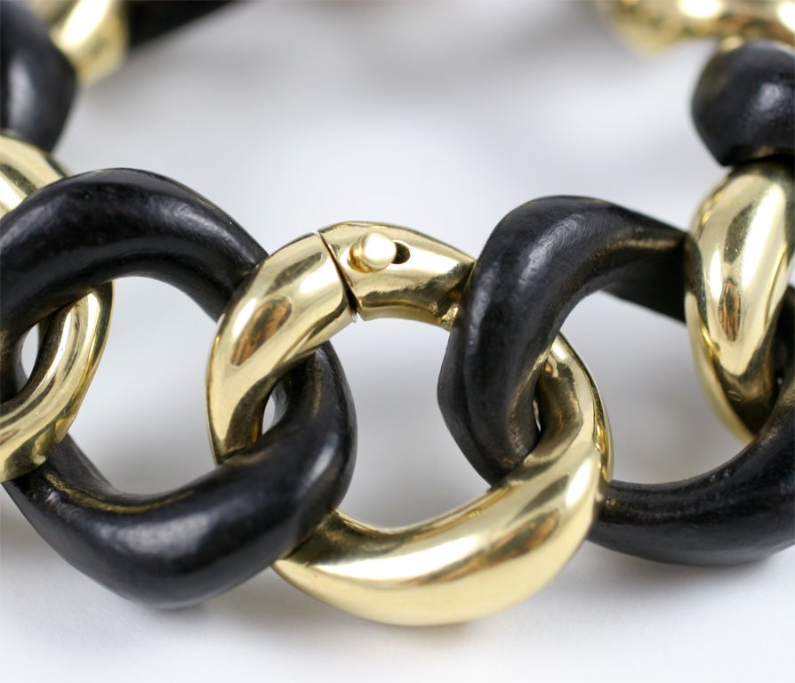 Bracelet à maillons en or 18 carats et malachite Pour femmes en vente
