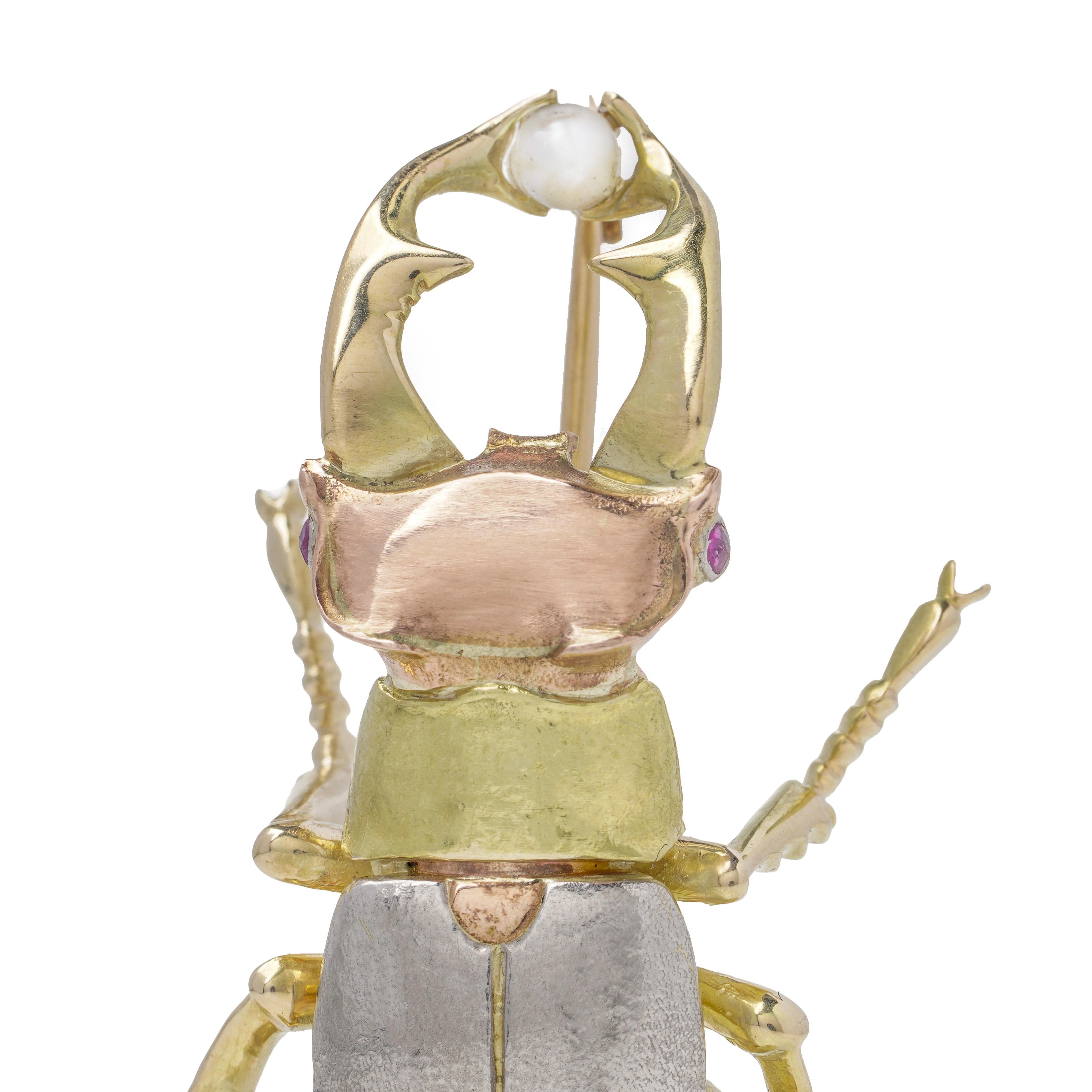 De las mujeres broche escarabajo de oro de 18 quilates y platino en venta