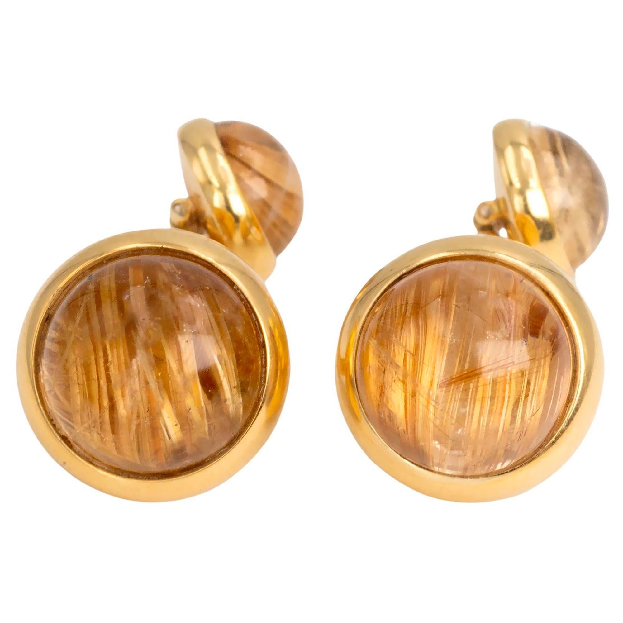 18KT. Gold  and Rutilated Quartz Cufflinks