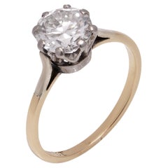 18kt Gold and Silver 1.85 cts. of Diamond Solitaire Ring