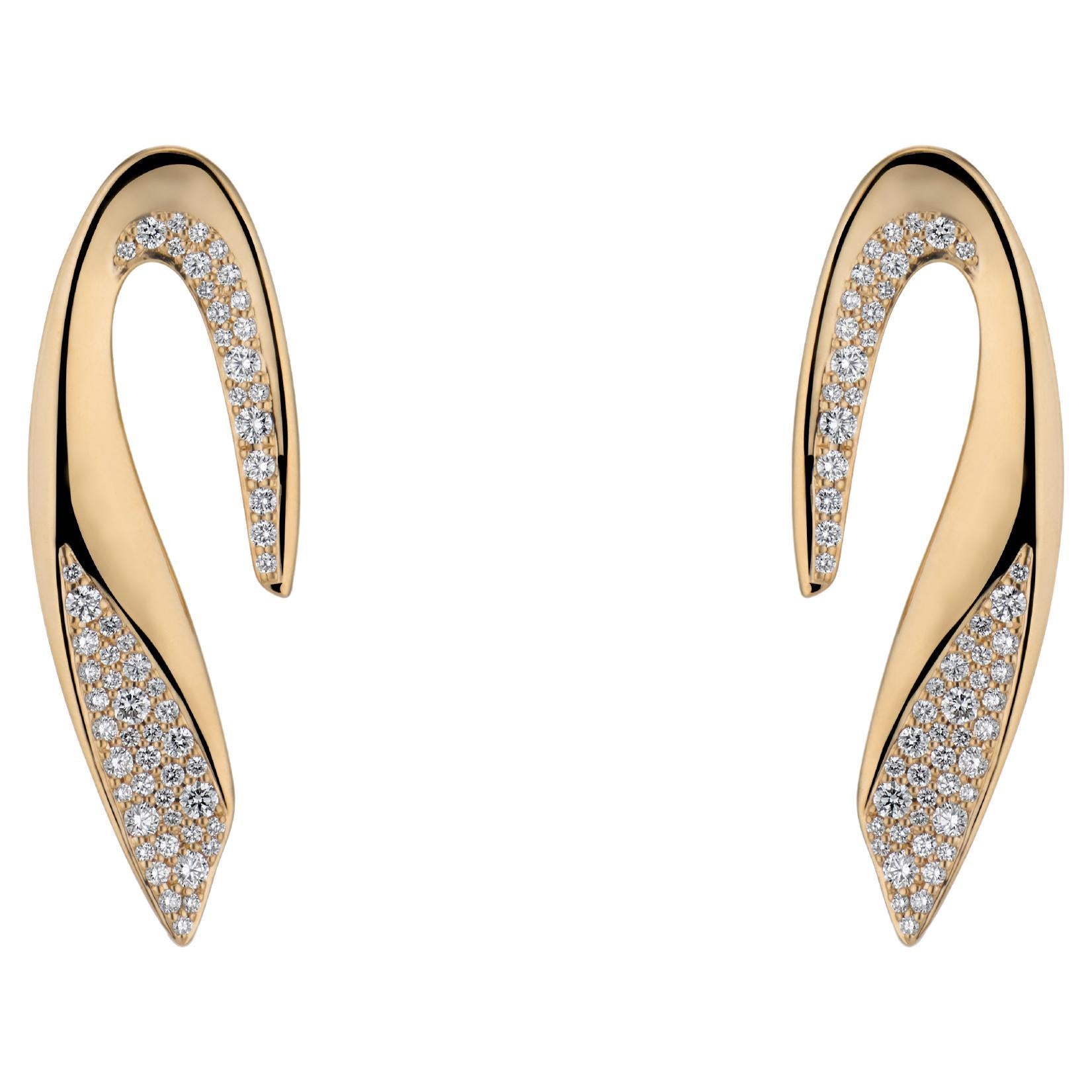 JV Insardi 18kt Gold and White Diamond Sculptural Earrings