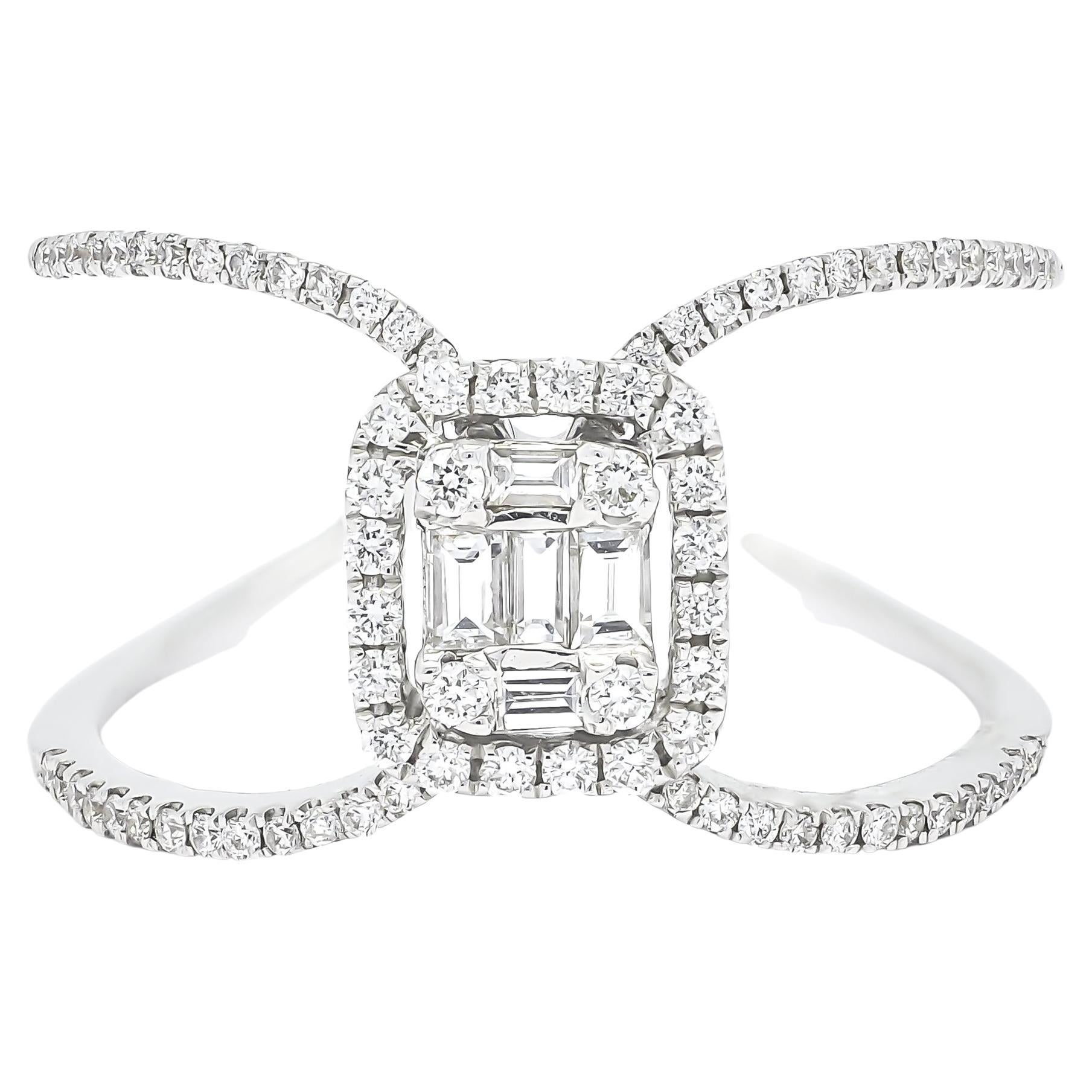 Bague fantaisie en or blanc 18 carats avec diamant naturel 0,43 carat