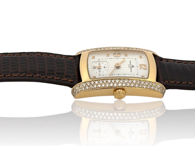 18kt Gold Baume & Mercier Hampton Milleis With Diamonds Wrist Watch For Sale 4