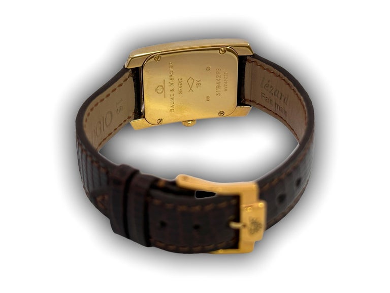 18kt Gold Baume & Mercier Hampton Milleis With Diamonds Wrist Watch For Sale 7